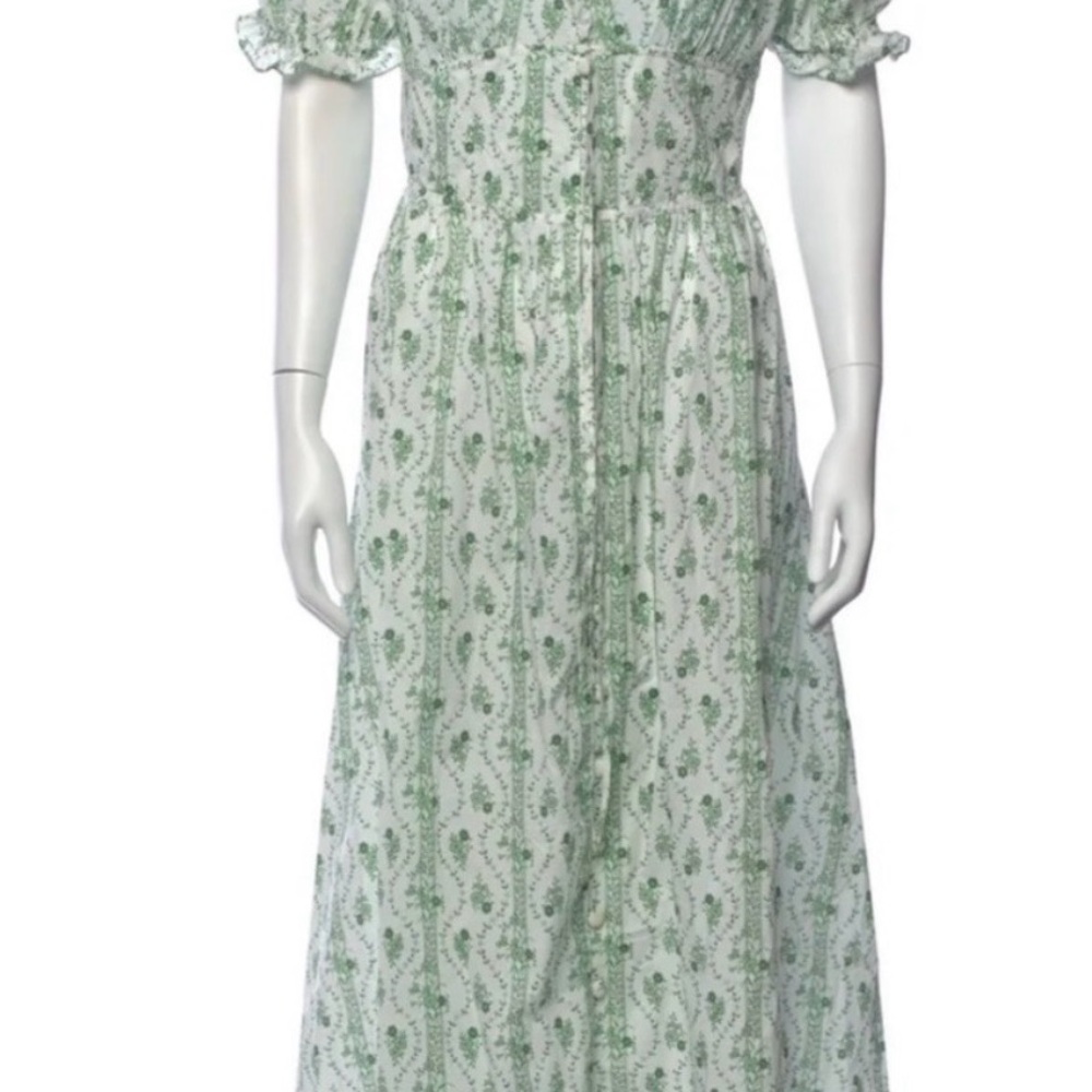 Hill House Green Paisley Puff-Sleeve Maxi Dress